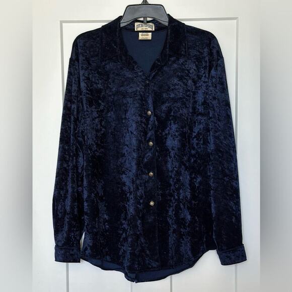 Vintage Gotcha Covered Dark Blue Blouse and Broom Skirt Set Size L - Picture 2 of 6